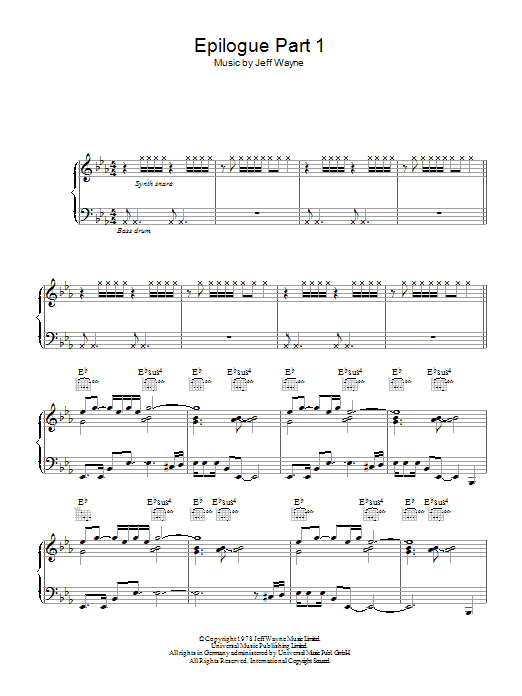 Epilogue (Part 1) (from War Of The Worlds) (Piano, Vocal & Guitar Chords) von Jeff Wayne