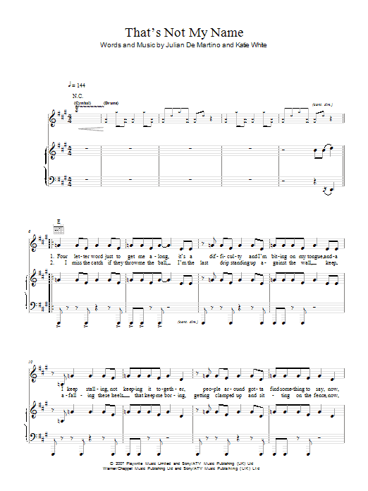 That's Not My Name (Piano, Vocal & Guitar Chords) von The Ting Tings