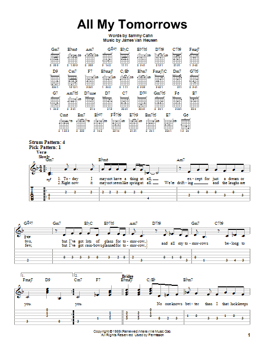 All My Tomorrows (Easy Guitar Tab) von Frank Sinatra