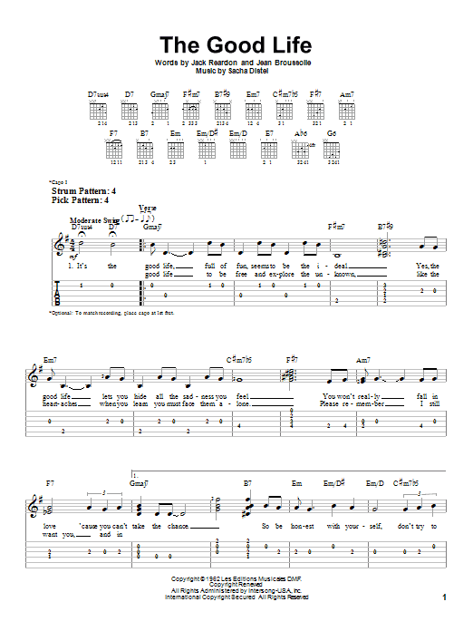 The Good Life (Easy Guitar Tab) von Frank Sinatra