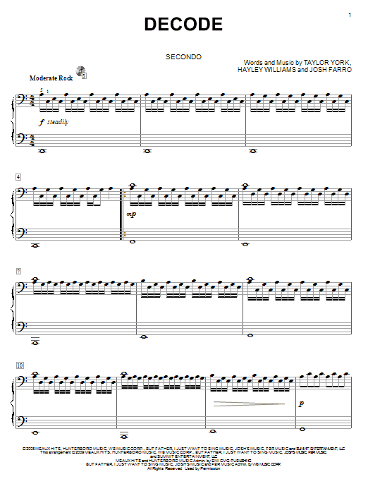 Decode (Piano Duet) von Paramore