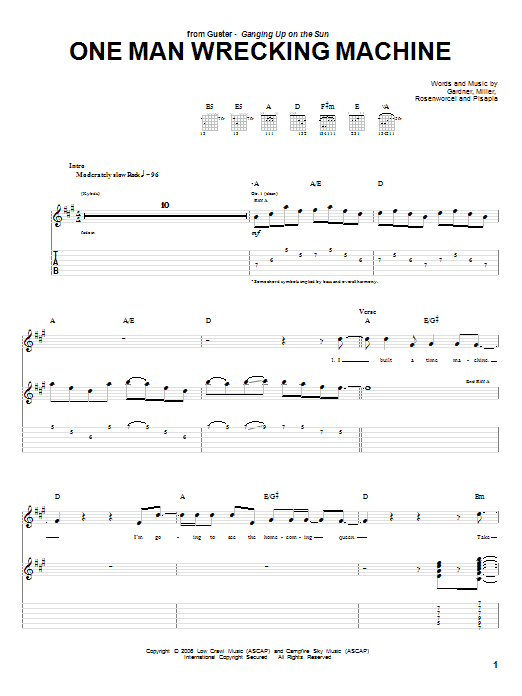 One Man Wrecking Machine (Guitar Tab) von Guster