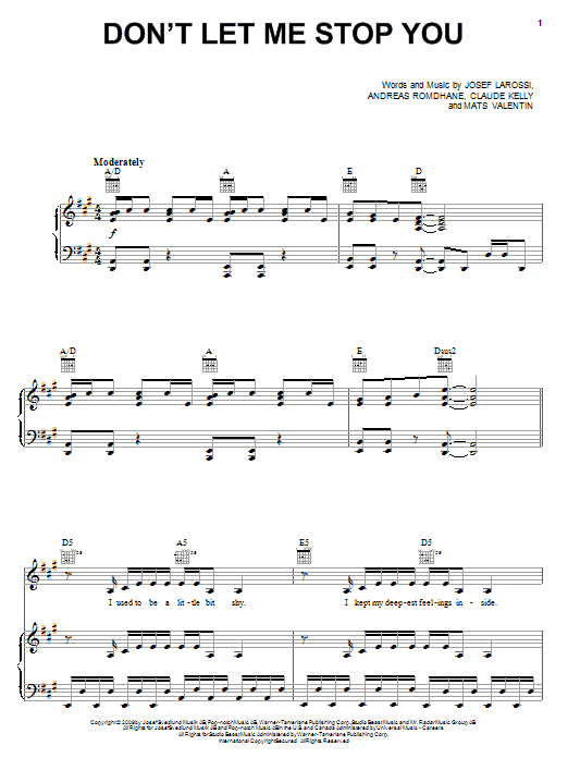 Don't Let Me Stop You (Piano, Vocal & Guitar Chords (Right-Hand Melody)) von Kelly Clarkson