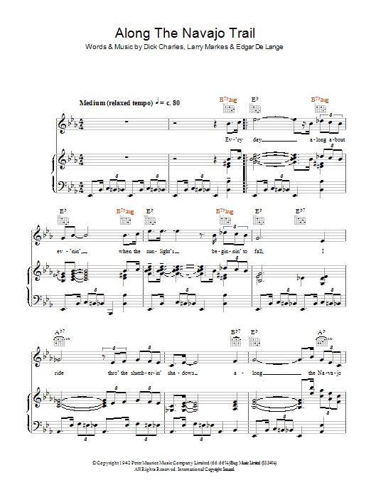 Along The Navajo Trail (Piano, Vocal & Guitar Chords) von Bing Crosby