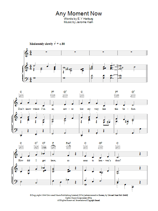 Any Moment Now (Piano, Vocal & Guitar Chords) von Deanna Durbin