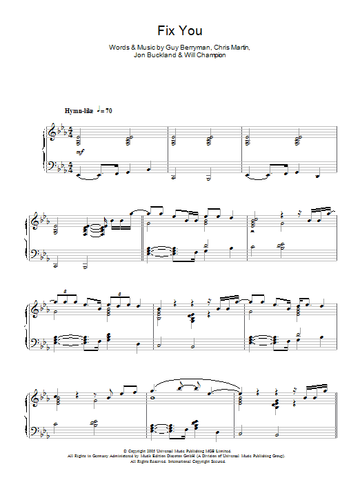 Fix You (Piano Solo) von Coldplay