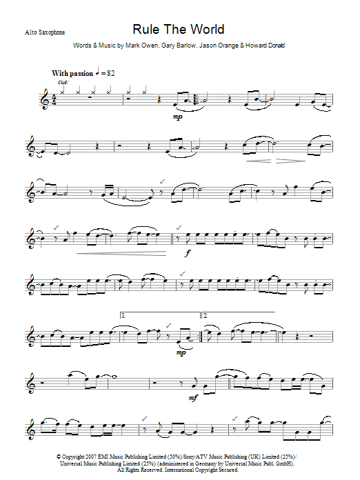 Rule The World (Lead Sheet / Fake Book) von Take That