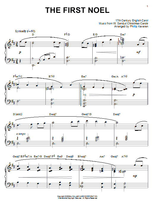 The First Noel [Jazz version] (arr. Phillip Keveren) (Piano Solo) von 17th Century English Carol