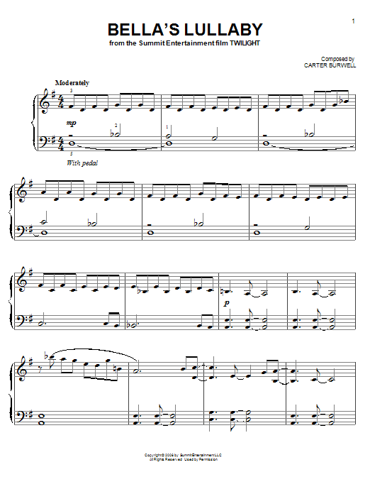 Twilight Easy Piano Solo Collection featuring Bella's Lullaby (Easy Piano) von Carter Burwell
