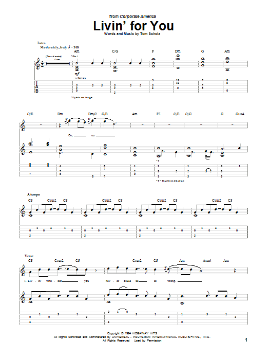 Livin' For You (Guitar Tab) von Boston