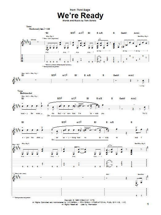 We're Ready (Guitar Tab) von Boston