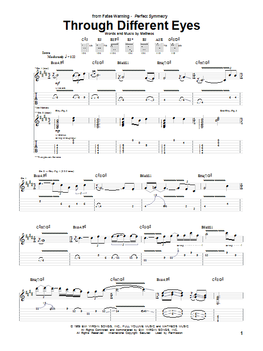 Through Different Eyes (Guitar Tab) von Fates Warning