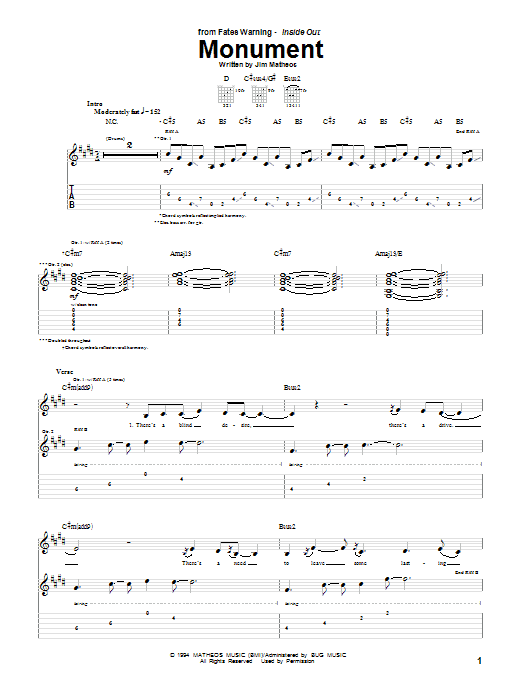 Monument (Guitar Tab) von Fates Warning