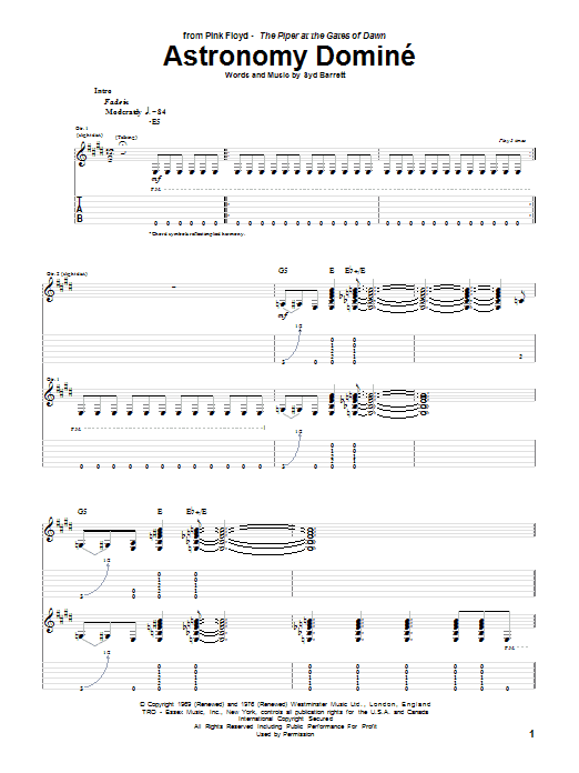 Astronomy Domine (Guitar Tab) von Pink Floyd