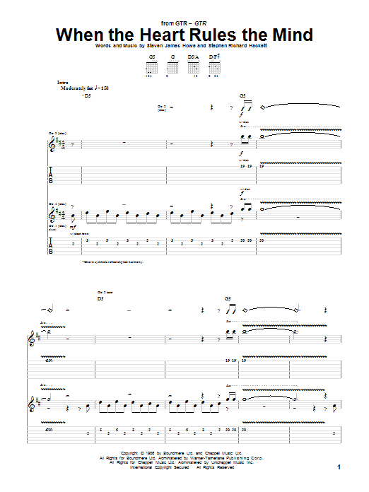 When The Heart Rules The Mind (Guitar Tab) von GTR