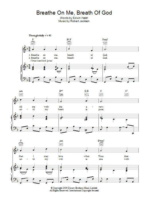 Breathe On Me, Breath Of God (Piano, Vocal & Guitar Chords) von Edwin Hatch