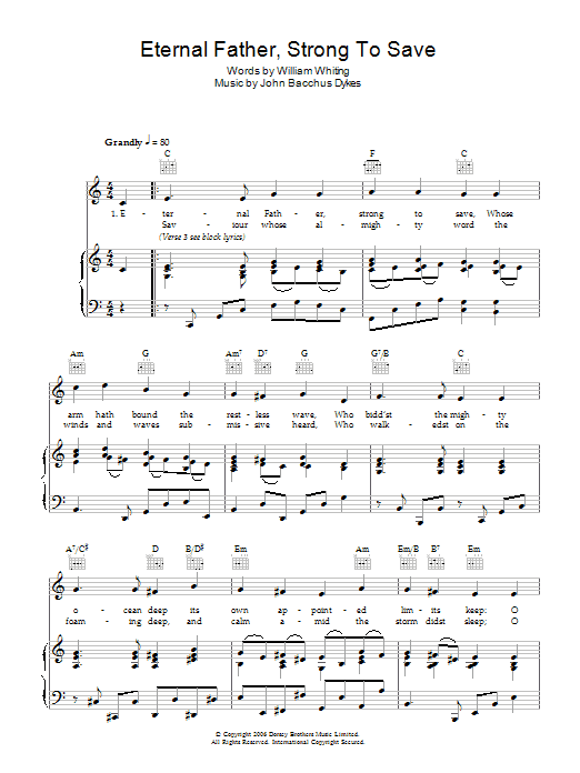 Eternal Father, Strong To Save (Piano, Vocal & Guitar Chords) von William Whiting