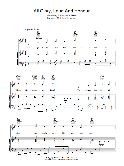 All Glory, Laud And Honor (Piano, Vocal & Guitar Chords) von John Mason Neale