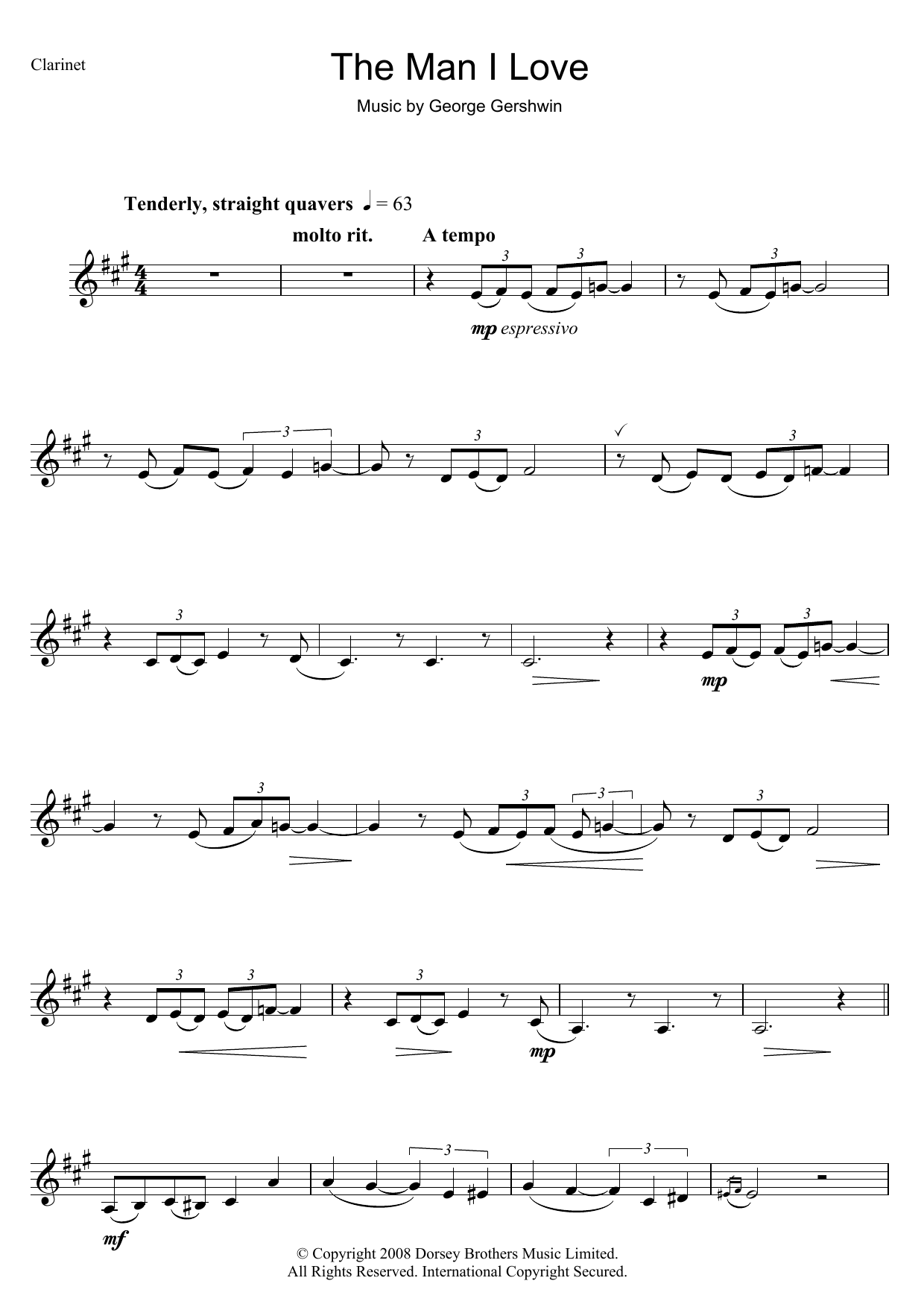 The Man I Love (Clarinet Solo) von George Gershwin