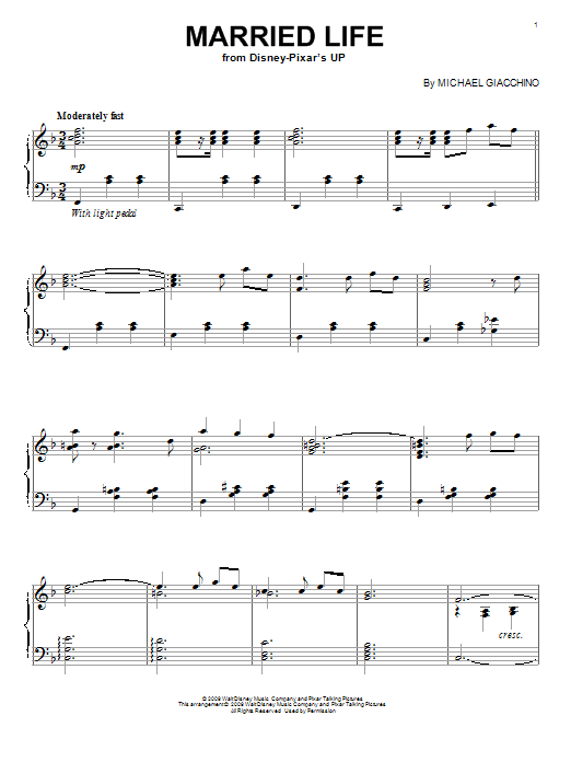 Married Life (from Up) (Piano Solo) von Michael Giacchino