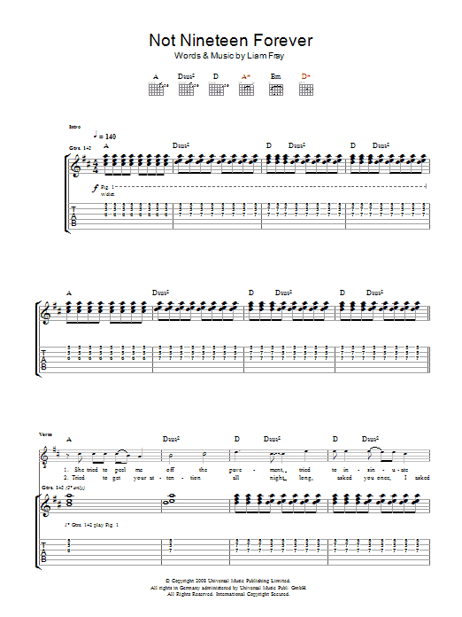 Not Nineteen Forever (Guitar Tab) von The Courteeners