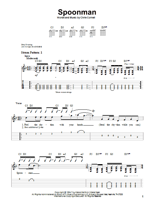 Spoonman (Easy Guitar Tab) von Soundgarden