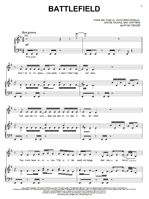 Battlefield (Piano, Vocal & Guitar Chords (Right-Hand Melody)) von Jordin Sparks