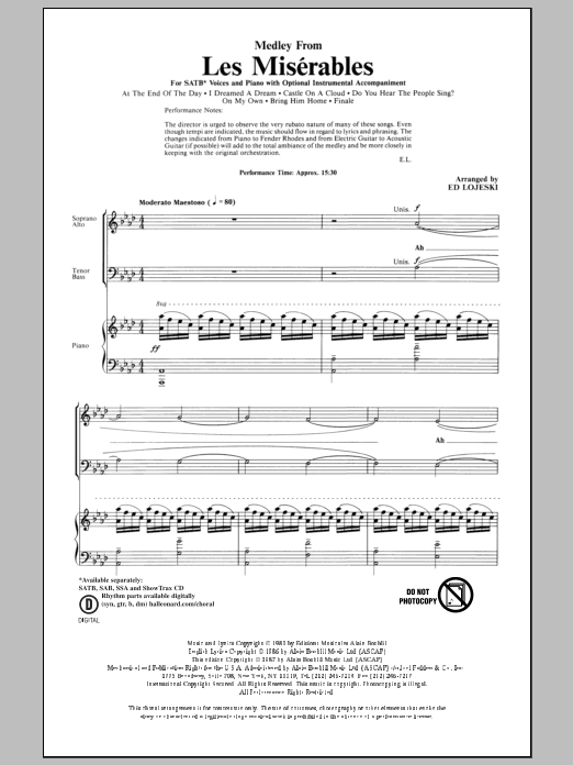 Les Miserables (Choral Medley) (arr. Ed Lojeski) (SATB Choir) von Boublil and Schonberg