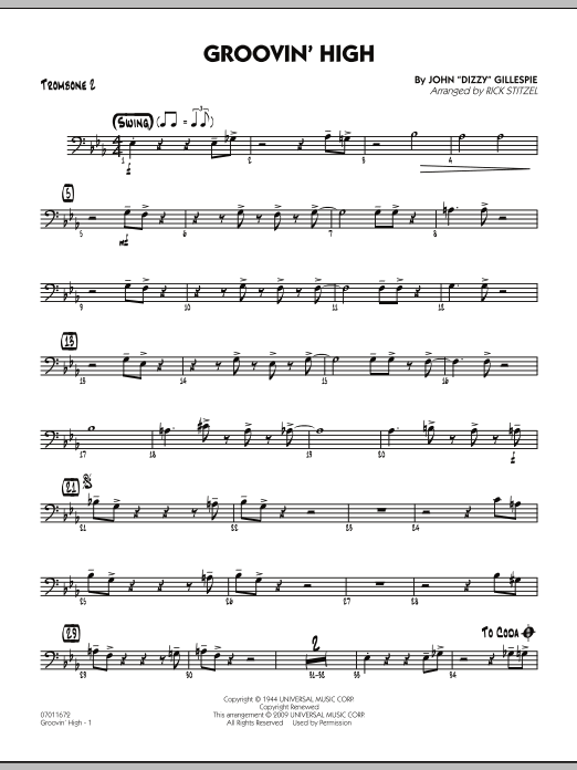 Groovin' High - Trombone 2 (Jazz Ensemble) von Rick Stitzel
