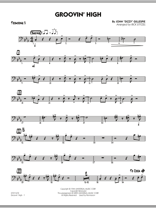Groovin' High - Trombone 3 (Jazz Ensemble) von Rick Stitzel
