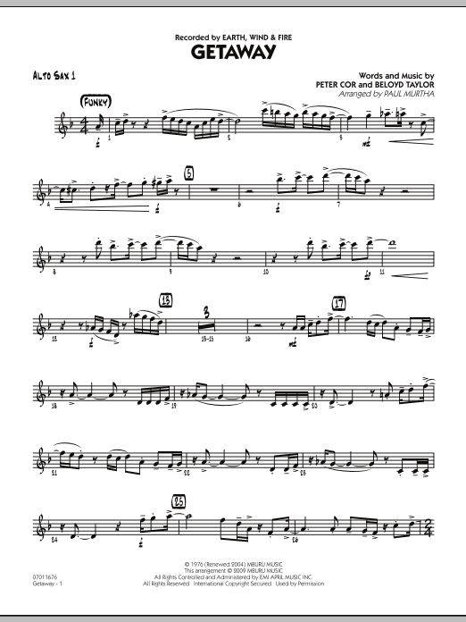 Getaway - Alto Sax 1 (Jazz Ensemble) von Paul Murtha
