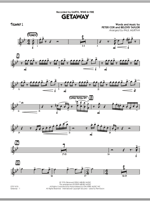 Getaway - Trumpet 1 (Jazz Ensemble) von Paul Murtha