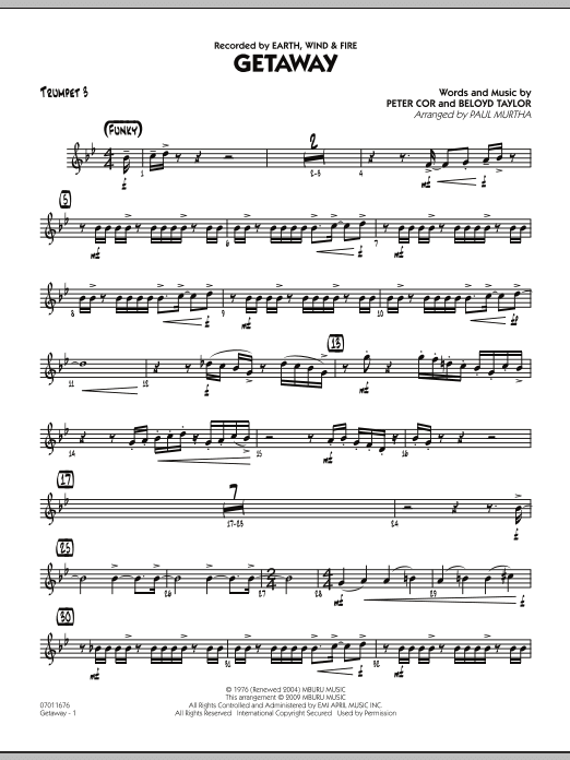 Getaway - Trumpet 3 (Jazz Ensemble) von Paul Murtha