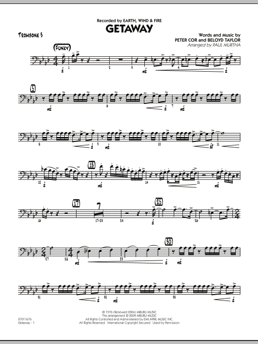 Getaway - Trombone 3 (Jazz Ensemble) von Paul Murtha