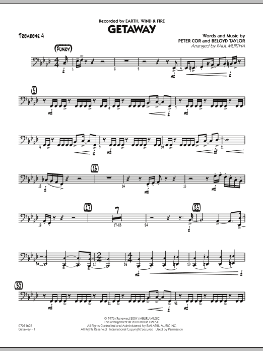 Getaway - Trombone 4 (Jazz Ensemble) von Paul Murtha