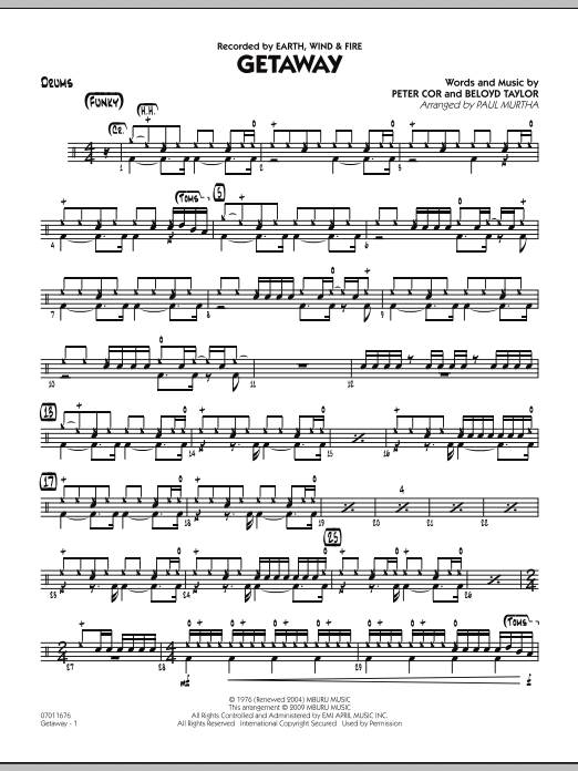 Getaway - Drums (Jazz Ensemble) von Paul Murtha