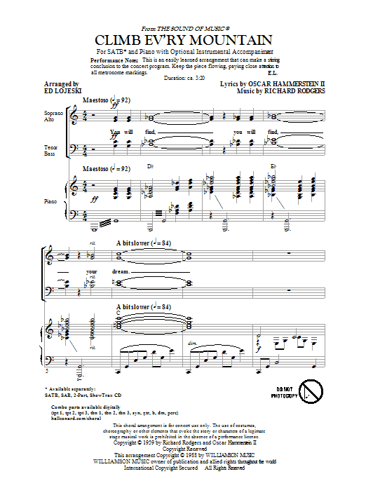 Climb Ev'ry Mountain (SATB Choir) von Ed Lojeski