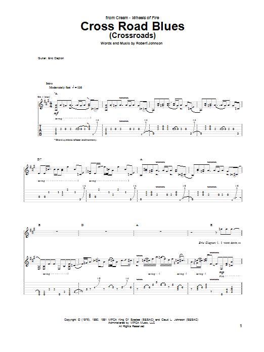 Cross Road Blues (Crossroads) (Guitar Tab) von Cream