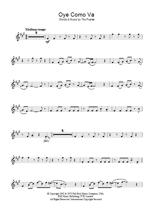 Oye Como Va (Lead Sheet / Fake Book) von Santana