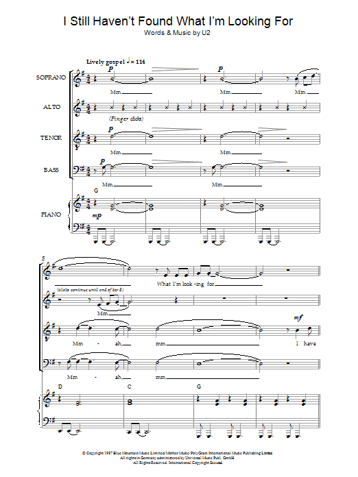 I Still Haven't Found What I'm Looking For (arr. Jeremy Birchall) (SATB Choir) von U2