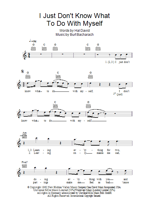 I Just Don't Know What To Do With Myself (Lead Sheet / Fake Book) von The White Stripes