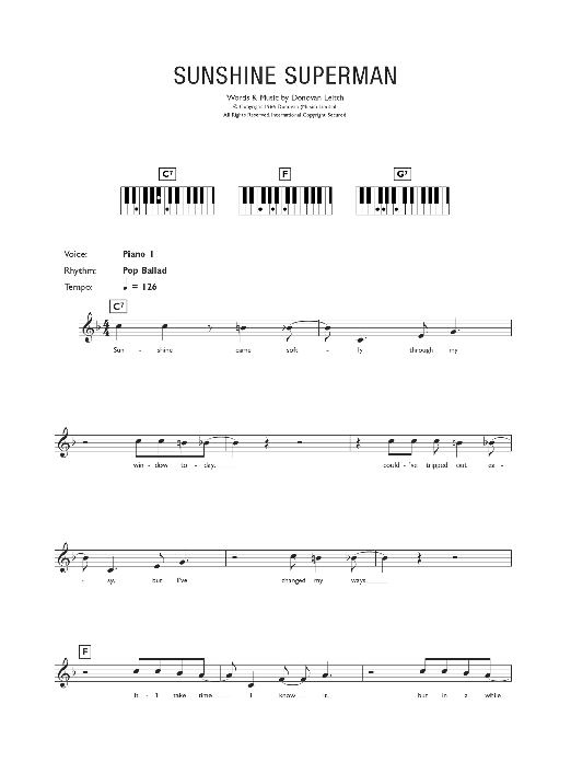 Sunshine Superman (Piano Chords/Lyrics) von Donovan