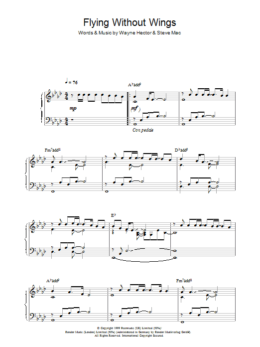 Flying Without Wings (Piano Solo) von Westlife