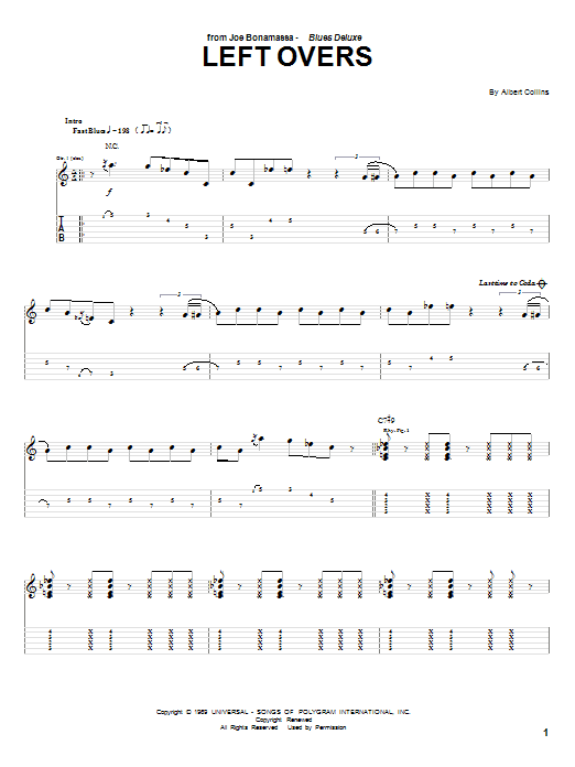 Left Overs (Guitar Tab) von Joe Bonamassa