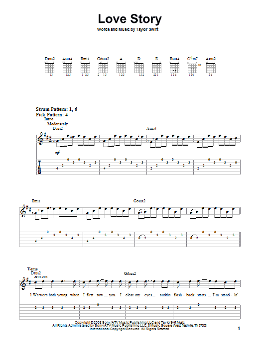 Love Story (Easy Guitar Tab) von Taylor Swift