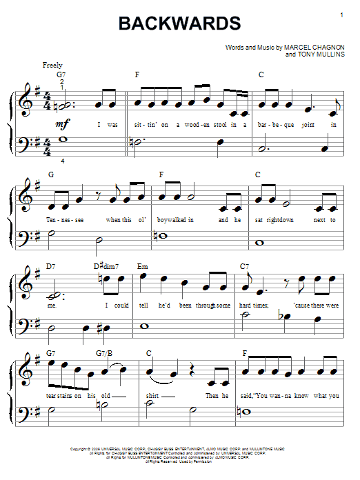 Backwards (Big Note Piano) von Rascal Flatts