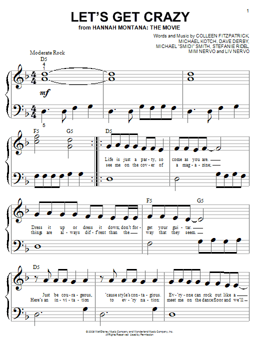 Let's Get Crazy (Big Note Piano) von Hannah Montana