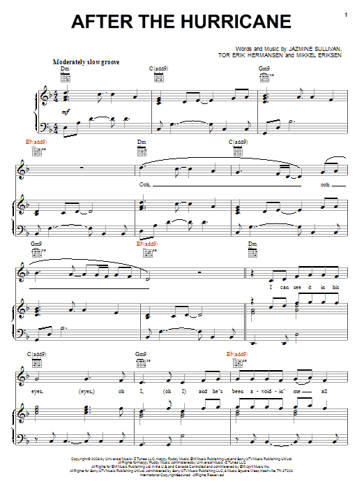 After The Hurricane (Piano, Vocal & Guitar Chords (Right-Hand Melody)) von Jazmine Sullivan