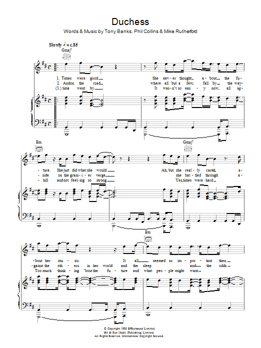 Duchess (Piano, Vocal & Guitar Chords) von Genesis