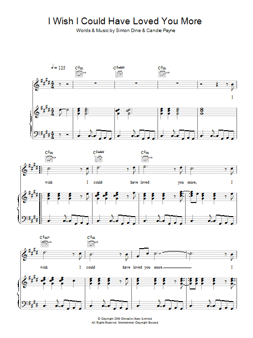 I Wish I Could Have Loved You More (Piano, Vocal & Guitar Chords) von Candie Payne